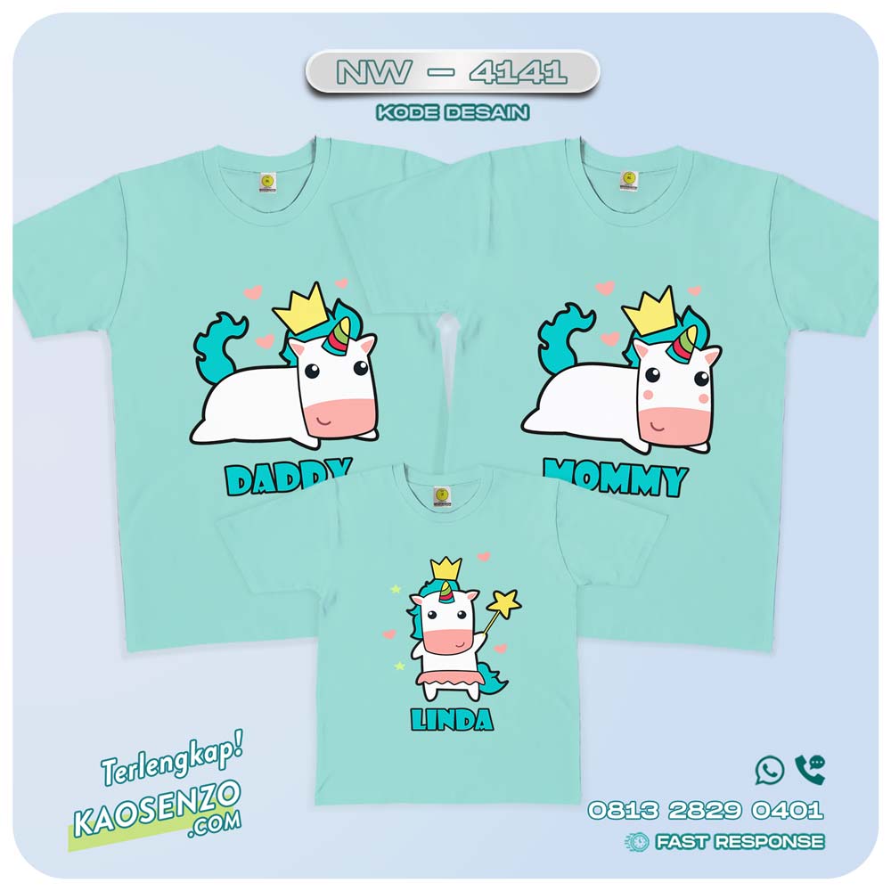 Baju Kaos Couple Keluarga Unicorn | Kaos Family Custom | Kaos Unicorn - NW 4141