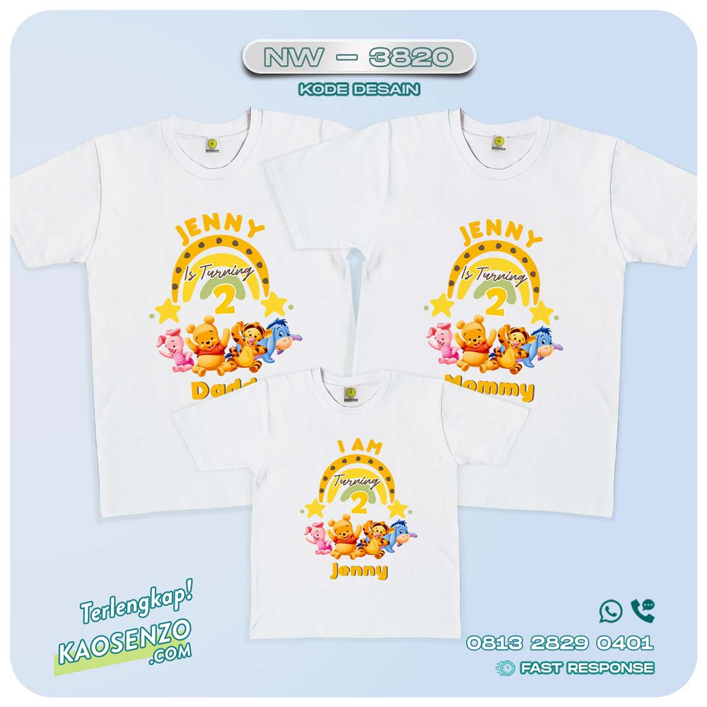 Baju Kaos Couple Keluarga Winnie The Pooh | Kaos Family Custom | Kaos Winnie The pooh - NW 3820