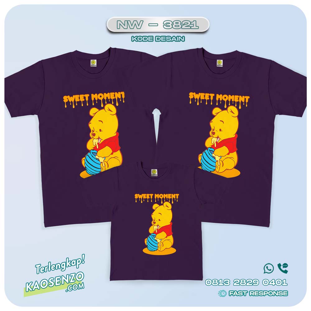 Kaos Couple Keluarga Winnie The Pooh | Kaos Ulang Tahun Anak | Kaos Winnie The Pooh - NW 3821