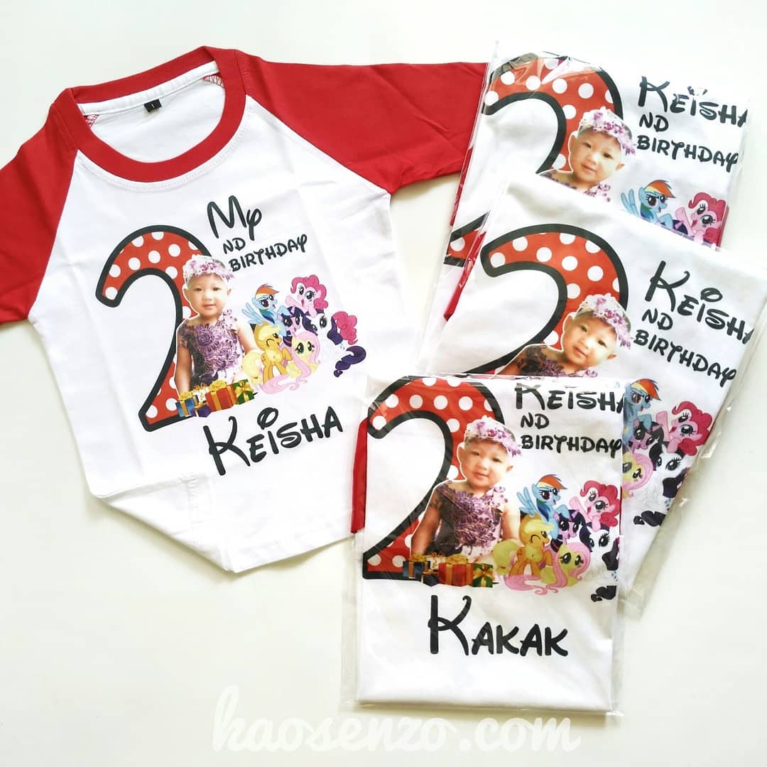 Kaos Couple Keluarga | Kaos Raglan | Kaos Ultah Anak Motif Little Pony