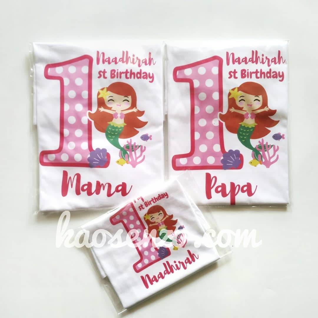 Baju Kaos Couple Keluarga | Baju Kaos Ultah Motif Mermaid