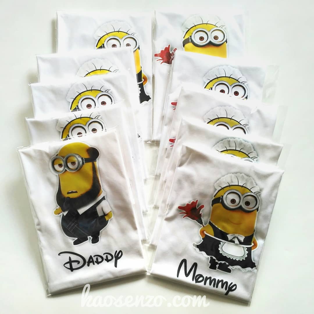 Baju Kaos Couple Keluarga | Baju Kaos Ultah Motif Minion