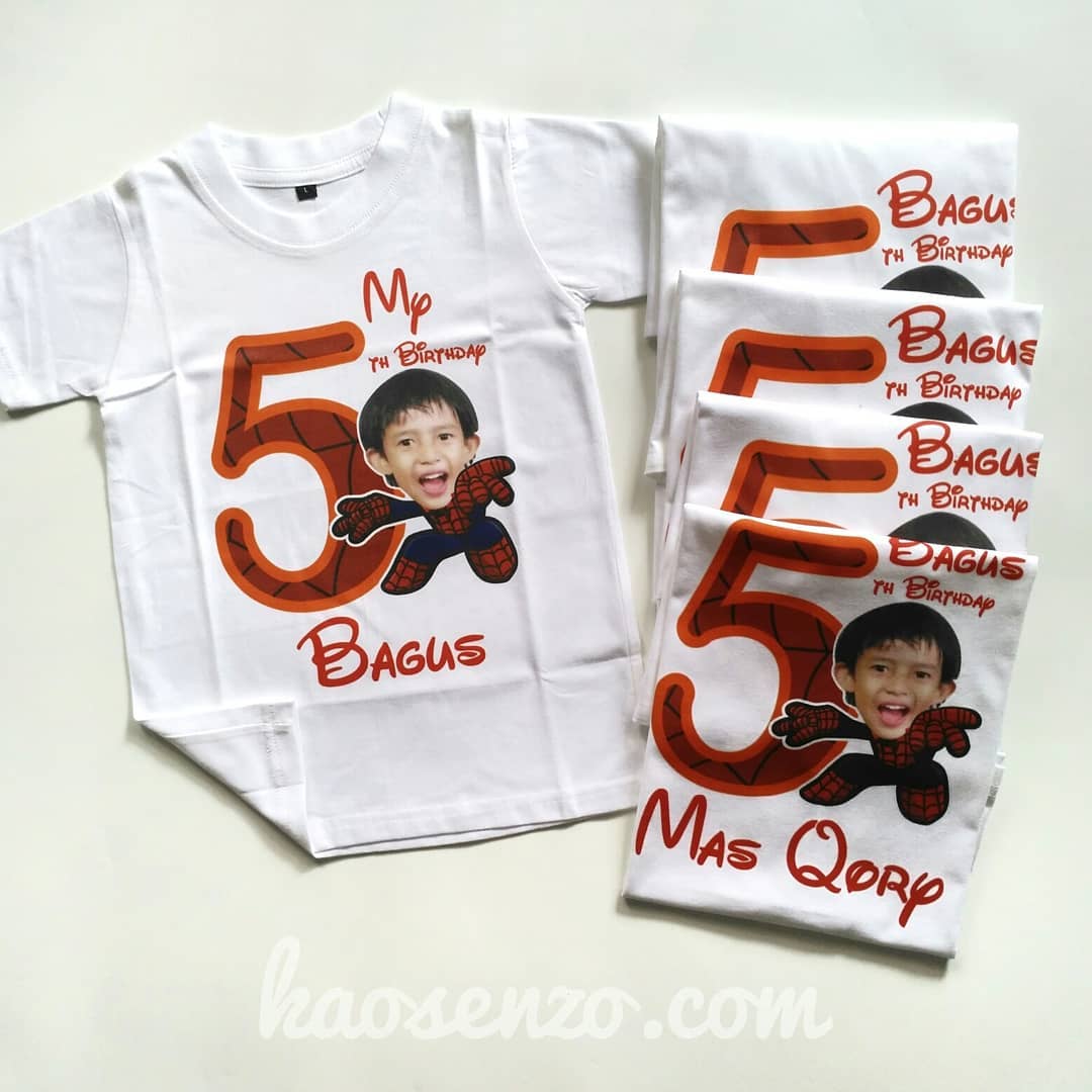 Baju Kaos Couple Keluarga | Baju Kaos Ultah Motif Spiderman