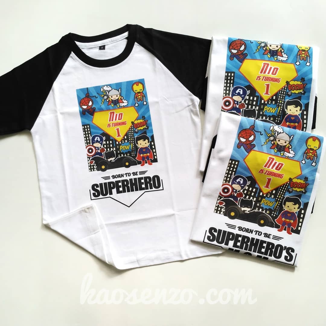 Baju Kaos Couple Keluarga | Baju Kaos Ultah Motif Superman