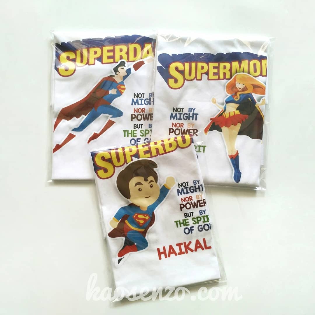 Baju Kaos Couple Keluarga | Baju Kaos Ultah Motif Superman