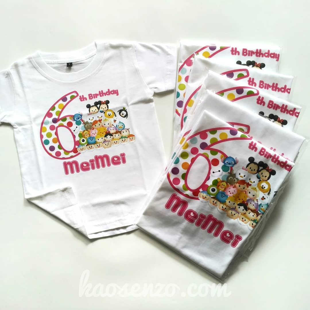 Baju Kaos Couple Keluarga | Baju Kaos Ultah Motif Tsum tsum