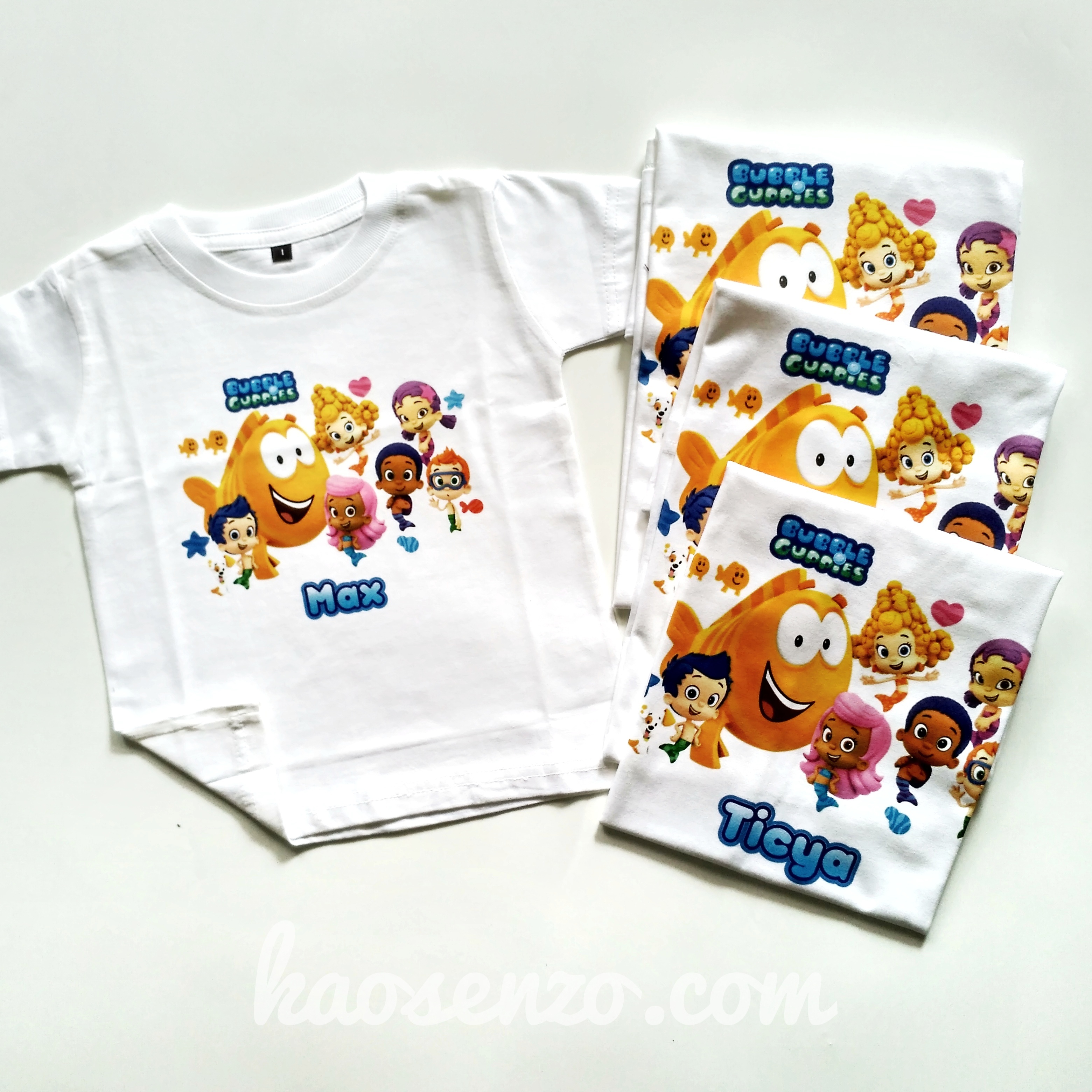 Baju Kaos Couple Keluarga | Baju Kaos Ultah Motif Bubble Gupies