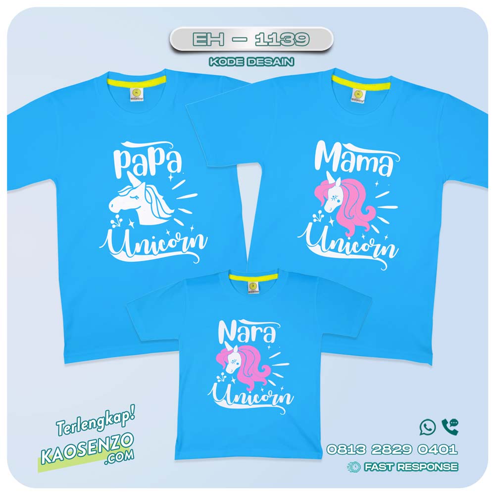 Baju Kaos Couple Keluarga | Kaos Family Custom Unicorn - EH 1139