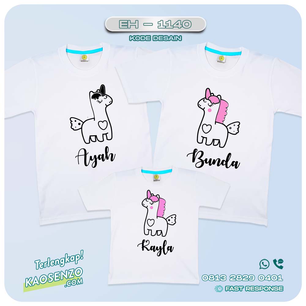 Baju Kaos Couple Keluarga | Kaos Family Custom Unicorn - EH 1140 