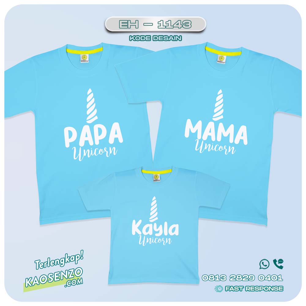 Baju Kaos Couple Keluarga | Kaos Family Custom Unicorn - EH 1143