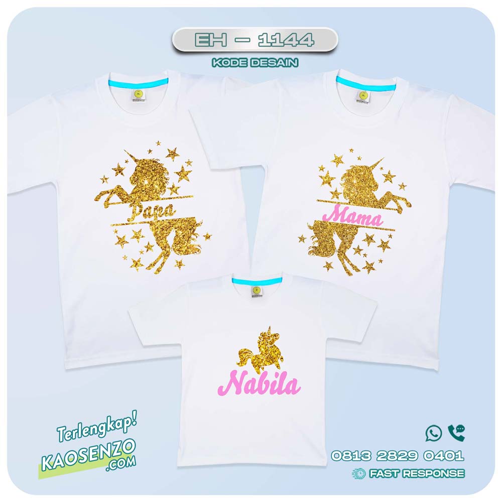 Baju Kaos Couple Keluarga | Kaos Family Custom Unicorn - EH 1144