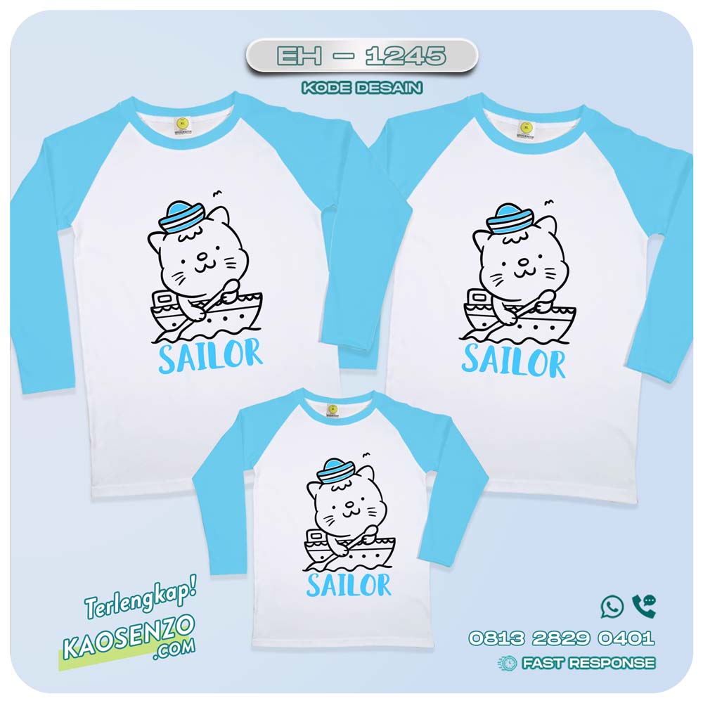 Baju Kaos Couple Keluarga Sailor | Kaos Couple Family Custom | Kaos motif Sailor - EH-1245