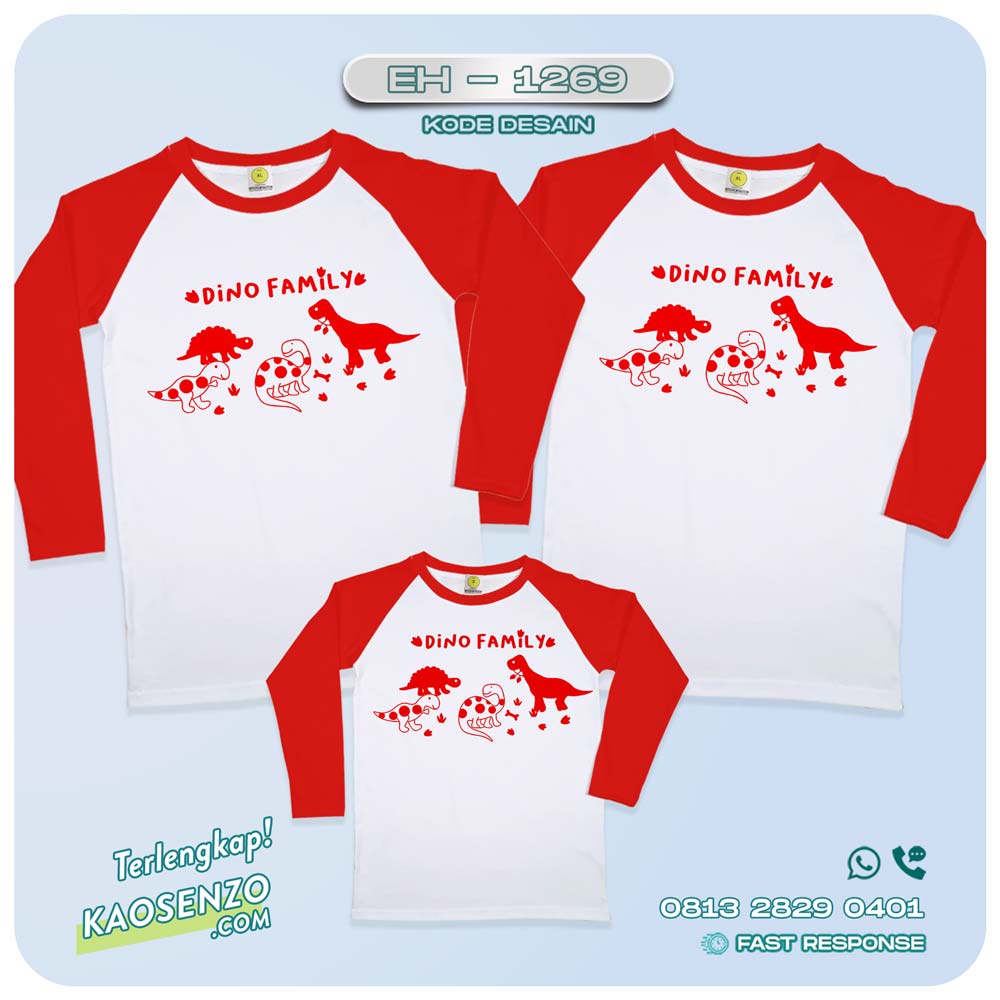 Baju Kaos Couple Keluarga Dinosaurus | Kaos Couple Family Custom | Kaos motif Dinosurus - EH-1269