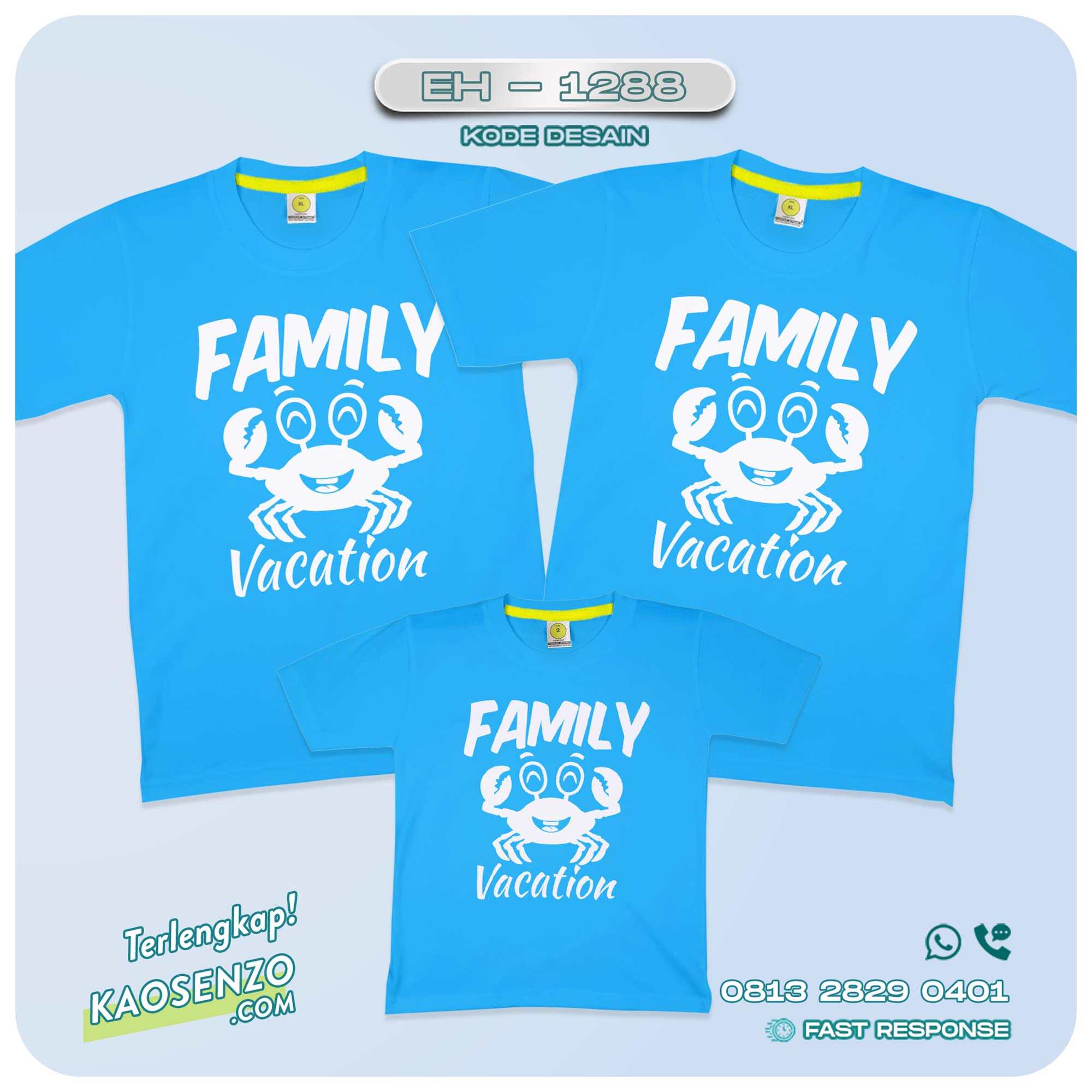 Baju Kaos Couple Keluarga Kehidupan Laut | Kaos Couple Family Custom Ocean | Kaos motif crab EH 1288