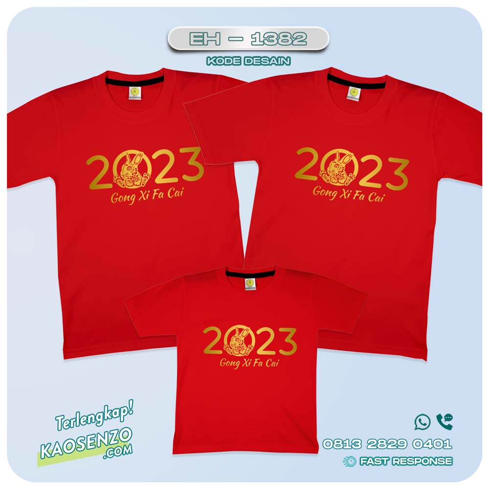 Baju Kaos Couple Keluarga Imlek | Kaos Family Custom Chinese New Year | Kaos Imlek - EH 1382