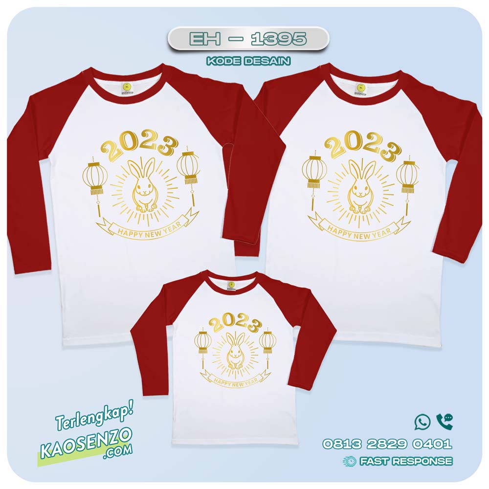 Baju Kaos Couple Keluarga Imlek | Kaos Family Custom Chinese New Year | Kaos Imlek - EH 1395