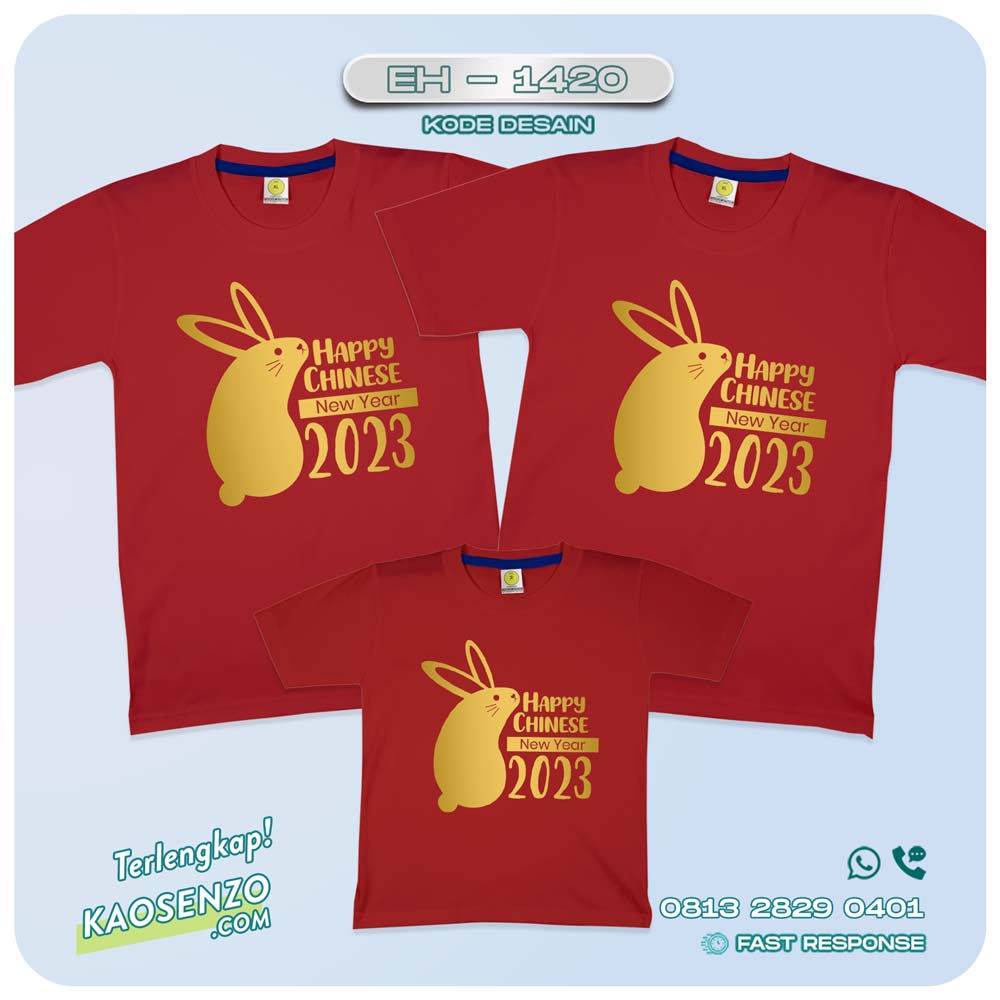 Baju Kaos Couple Keluarga Imlek | Kaos Family Custom Chinese New Year | Kaos Imlek - EH 1420