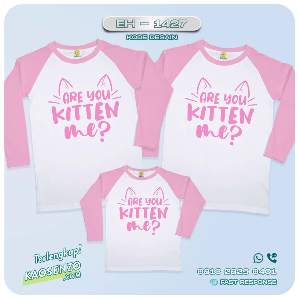 Baju Kaos Couple Keluarga Kucing | Kaos Custom Family Cat | Kaos Motif Kucing - EH 1427