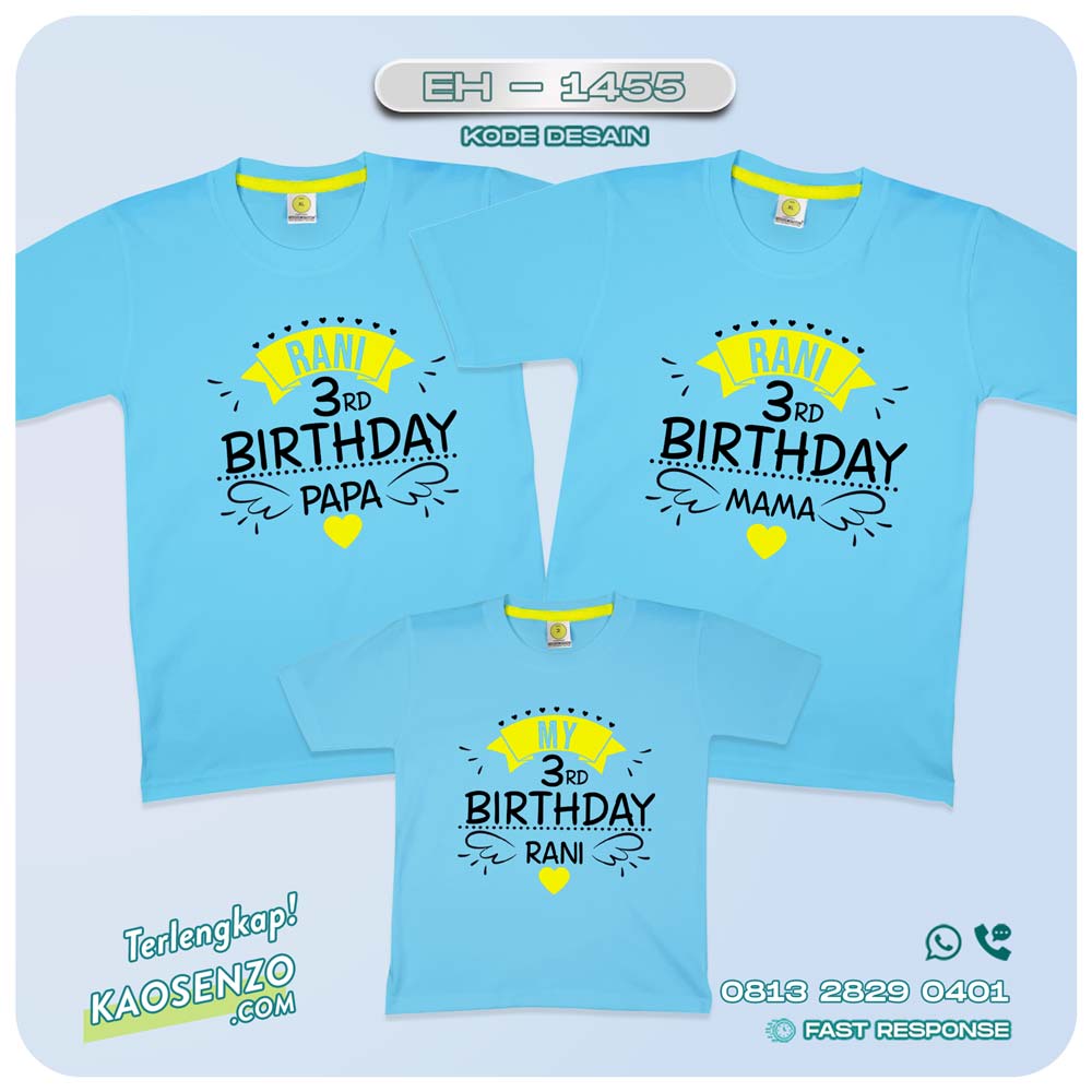 Baju Kaos Couple Keluarga | Kaos Family Custom Motif Birthday - EH 1455