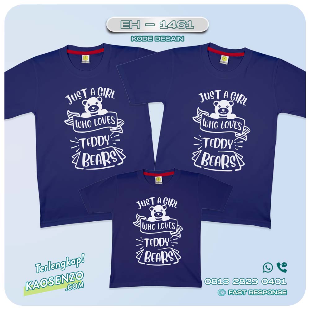 Baju Kaos Couple Keluarga Bear | Kaos Custom Family Bear | Kaos Motif Beruang - EH 1461