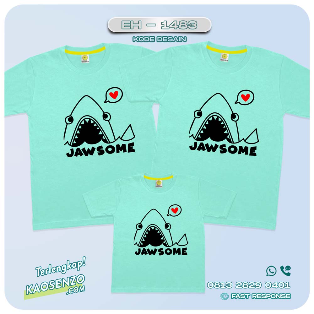 Baju Kaos Couple Keluarga Baby Shark | Kaos Custom Family Baby Shark | Kaos Motif Baby Shark - EH 1483