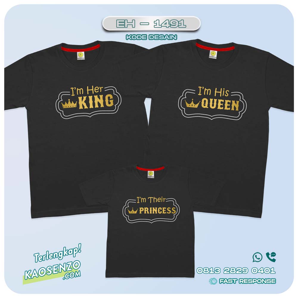 Baju Kaos Couple Keluarga King Queen | Kaos Couple Family Custom | Kaos motif King Queen - EH-1491