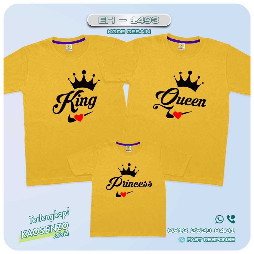 Baju Kaos Couple Keluarga King Queen | Kaos Couple Family Custom | Kaos motif King Queen - EH-1493