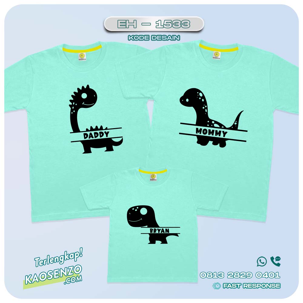 Baju Kaos Couple Keluarga Dinosaurus | Kaos Couple Family Custom | Kaos motif Dinosurus - EH-1533