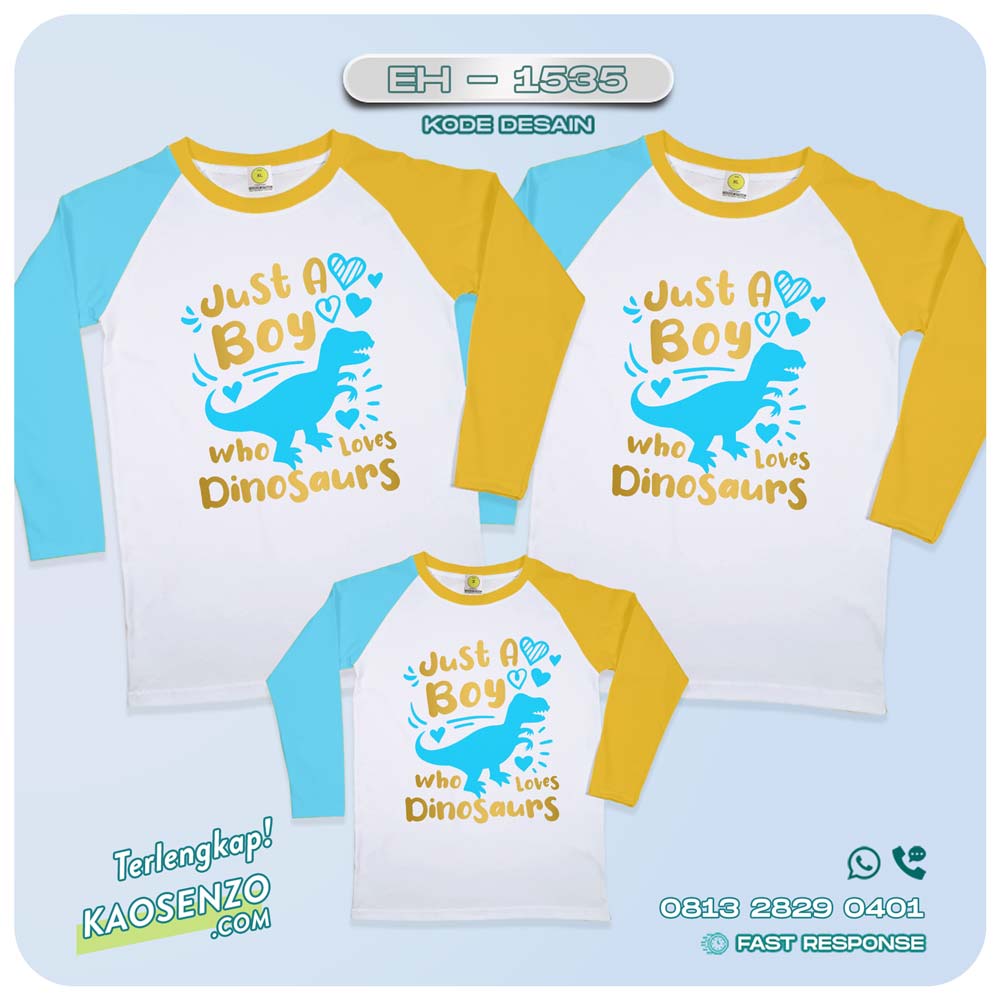 Baju Kaos Couple Keluarga Dinosaurus | Kaos Couple Family Custom | Kaos motif Dinosurus - EH-1535