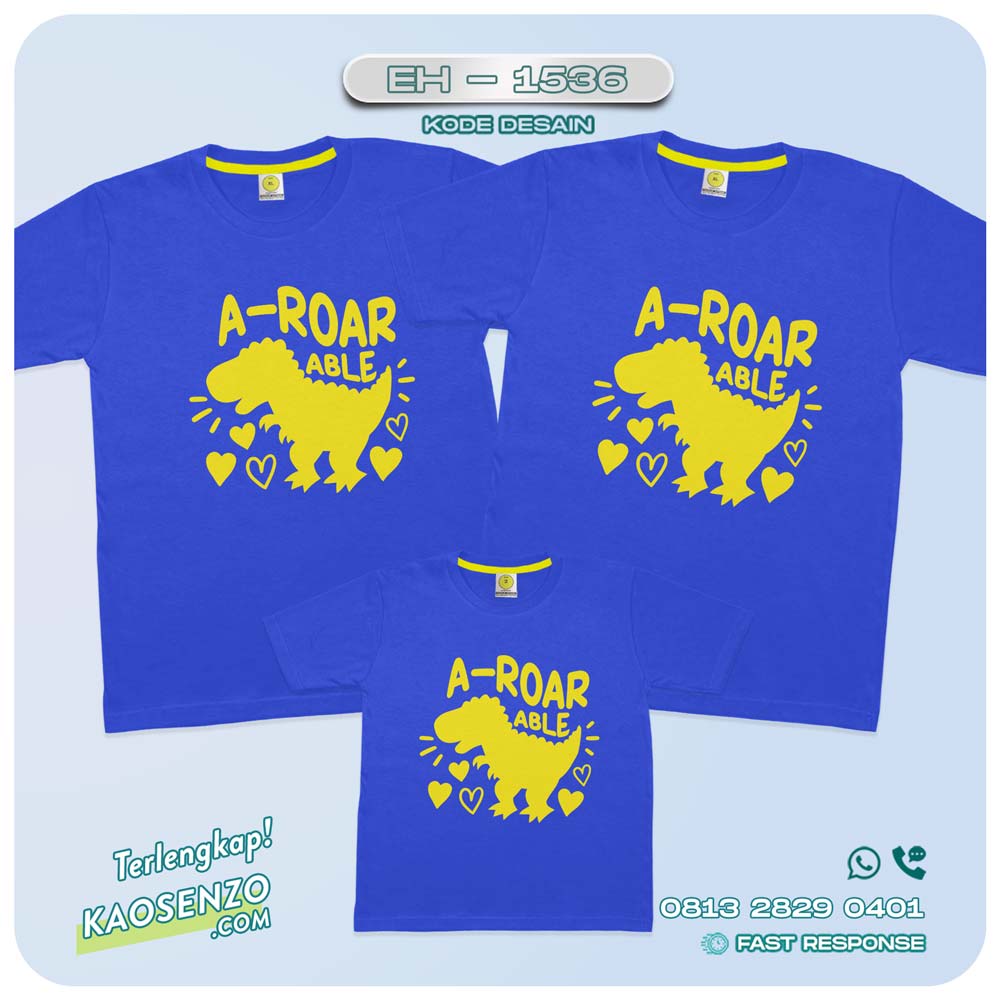 Baju Kaos Couple Keluarga Dinosaurus | Kaos Couple Family Custom | Kaos motif Dinosurus - EH-1536