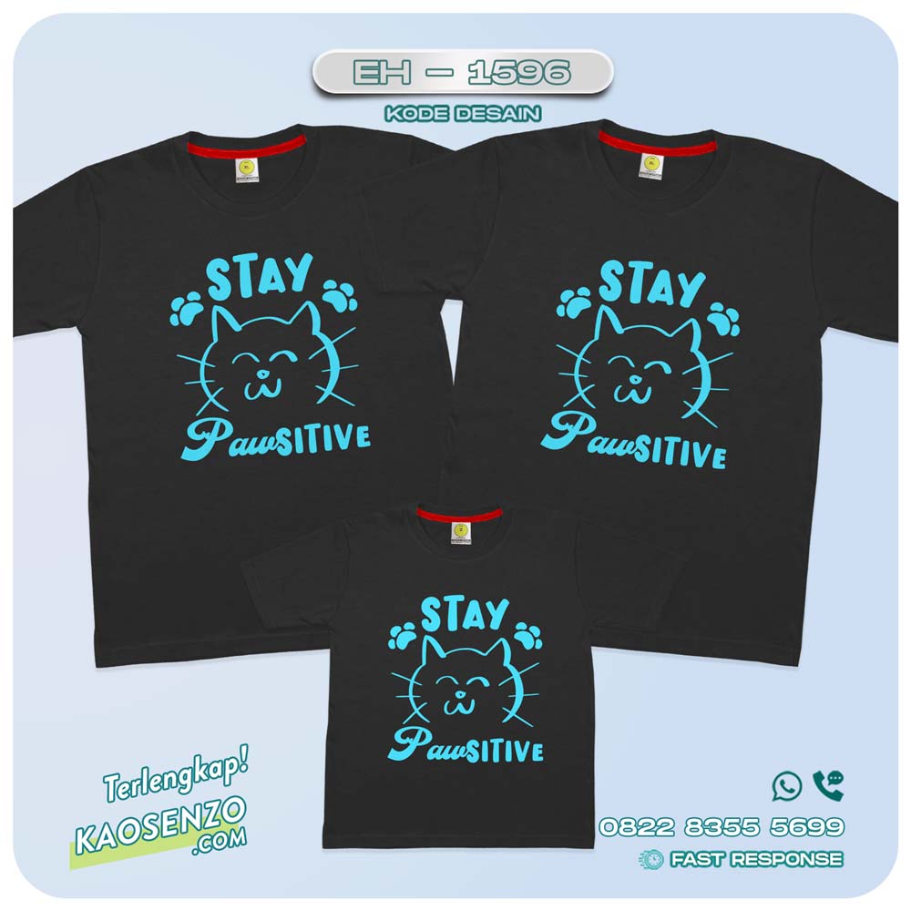 Baju Kaos Couple Keluarga Kucing | Kaos Custom Family Cat | Kaos Motif Kucing - EH 1596