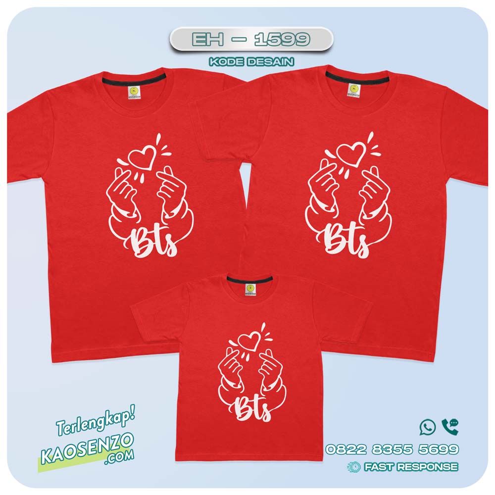 Kaos Couple Keluarga saranghae BTS | Kaos Family Custom saranghae BTS | Kaos Motif saranghae BTS - EH 1599