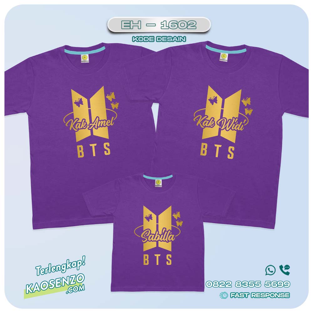 Kaos Couple Keluarga BTS | Kaos Family Custom BTS | Kaos Motif BTS - EH 1602