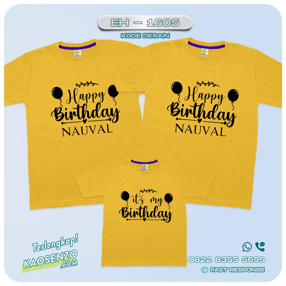 Baju Kaos Couple Keluarga | Kaos Family Custom Motif Birthday - EH 1605