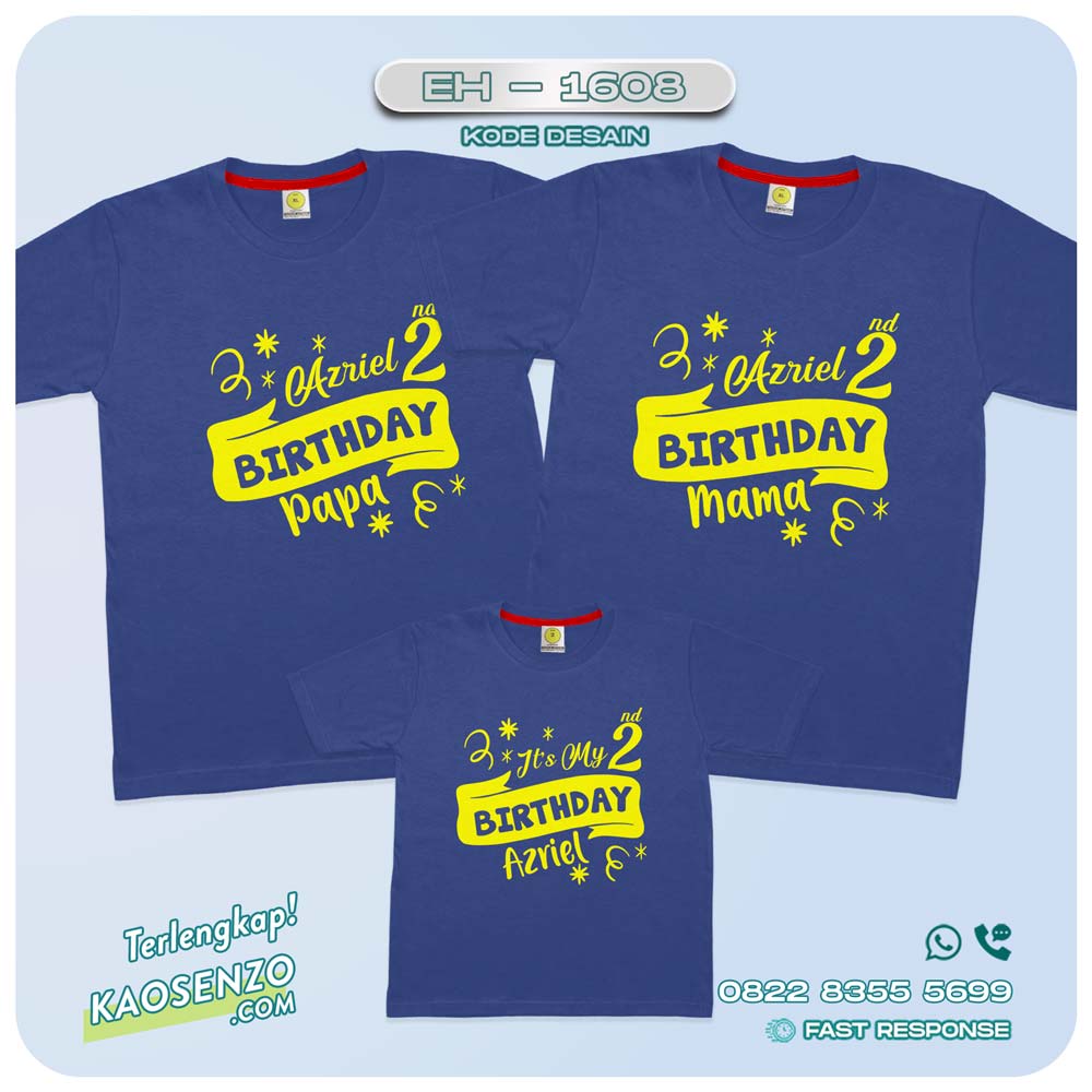 Baju Kaos Couple Keluarga | Kaos Family Custom Motif Birthday - EH 1608