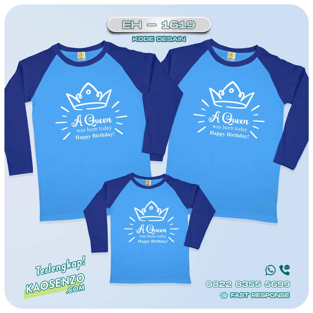 Baju Kaos Couple Keluarga | Kaos Couple Family Custom King Queen | Kaos motif Crown Birthday - EH-1419