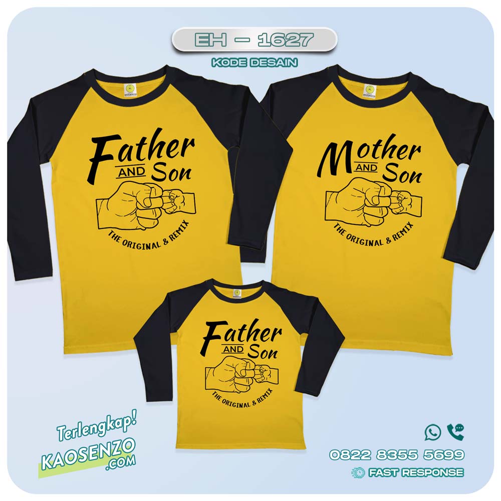 Baju Kaos Couple Keluarga | Kaos Couple Family Custom Fist Bump | Kaos motif Kepalan Tangan EH 1627