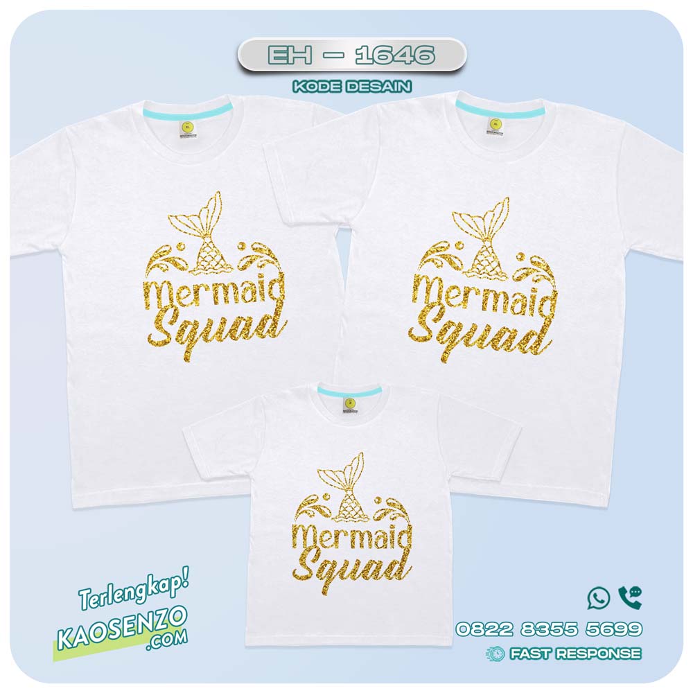 Baju Kaos Couple Keluarga Mermaid | Kaos Couple Family Mermaid | Kaos Motif Mermaid - EH 1646