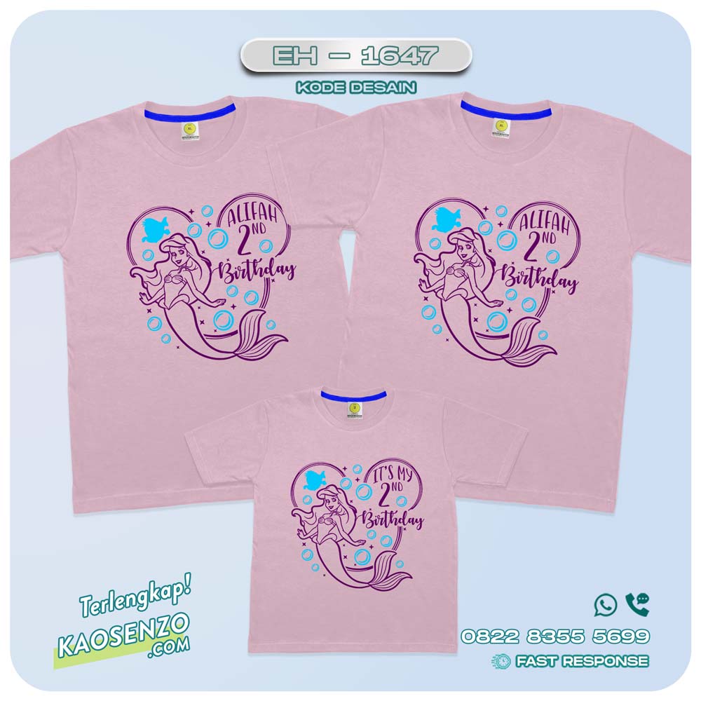 Baju Kaos Couple Keluarga Mermaid | Kaos Couple Family Mermaid | Kaos Motif Mermaid - EH 1647