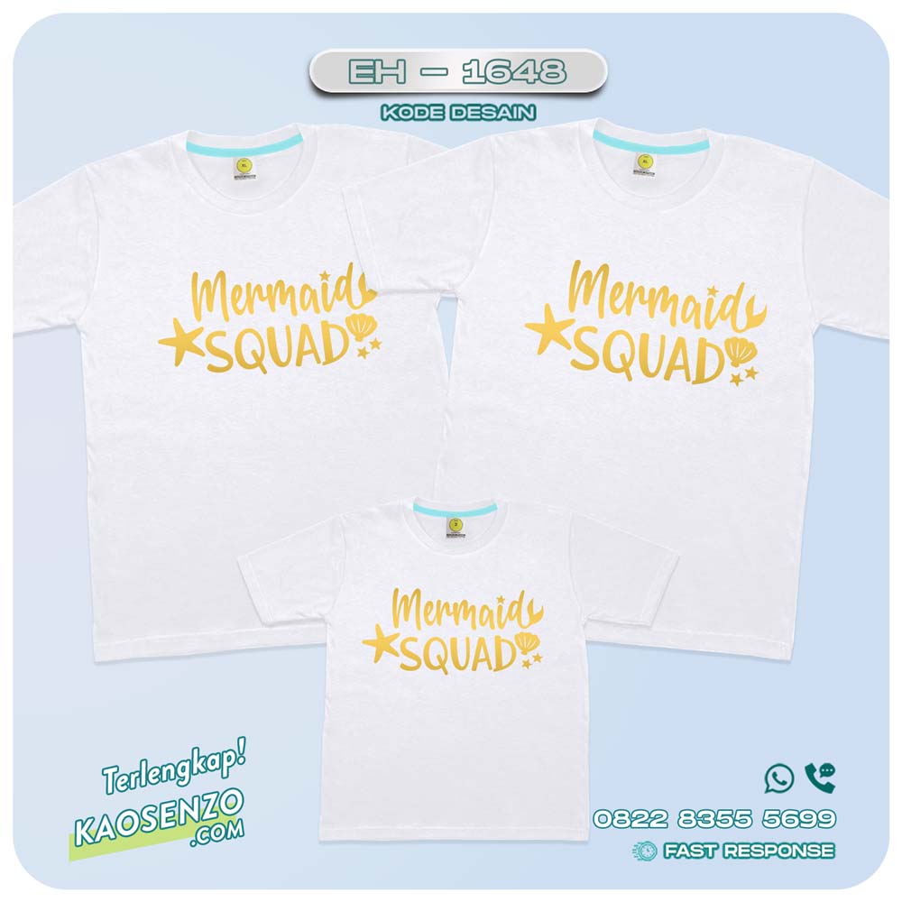 Baju Kaos Couple Keluarga Mermaid | Kaos Couple Family Mermaid | Kaos Motif Mermaid - EH 1648