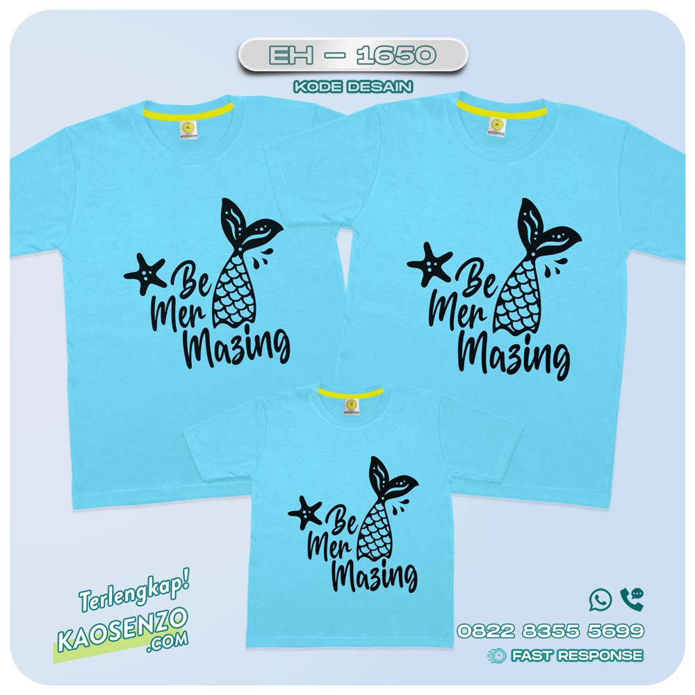 Baju Kaos Couple Keluarga Mermaid | Kaos Couple Family Mermaid | Kaos Motif Mermaid - EH 1650