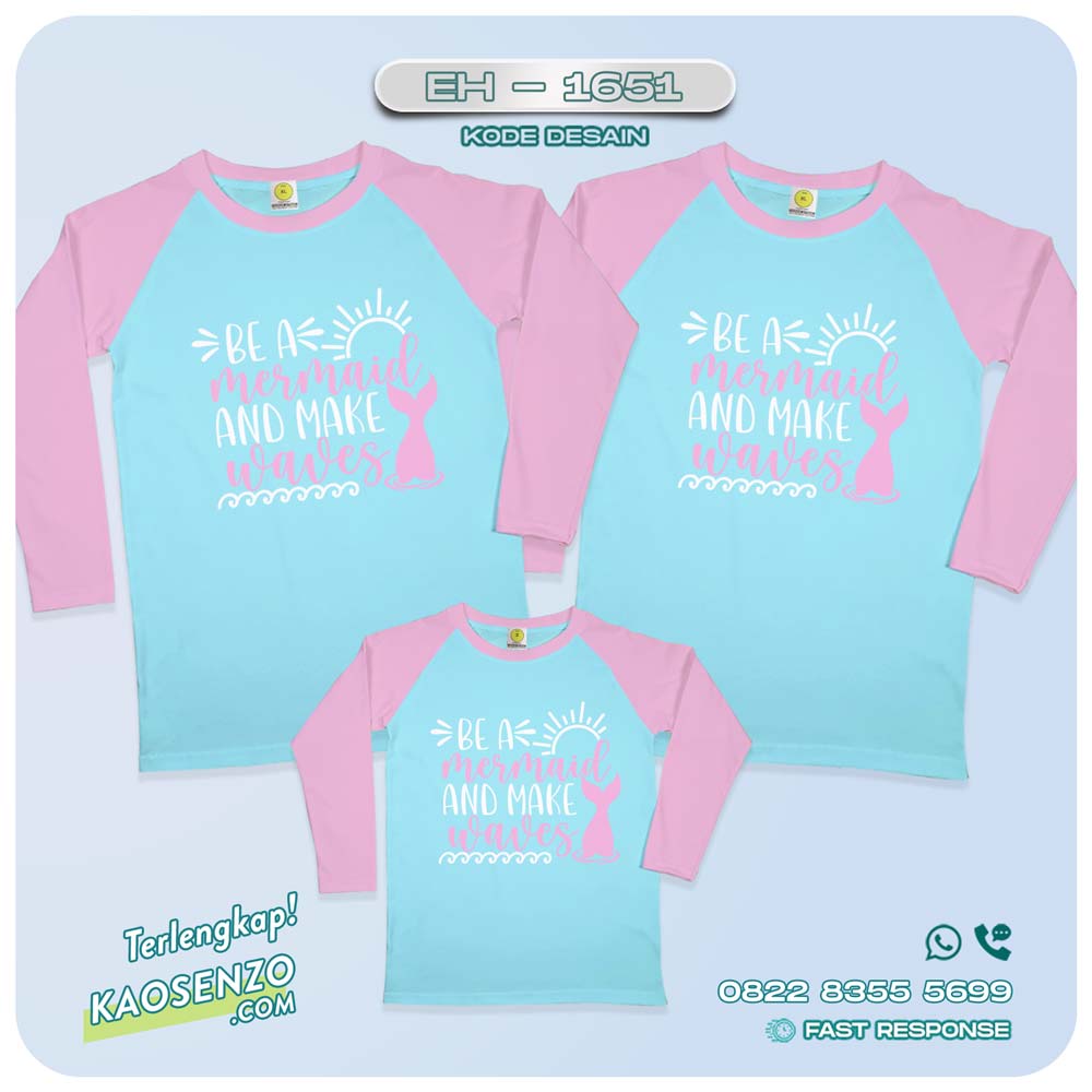 Baju Kaos Couple Keluarga Mermaid | Kaos Couple Family Mermaid | Kaos Motif Mermaid - EH 1651