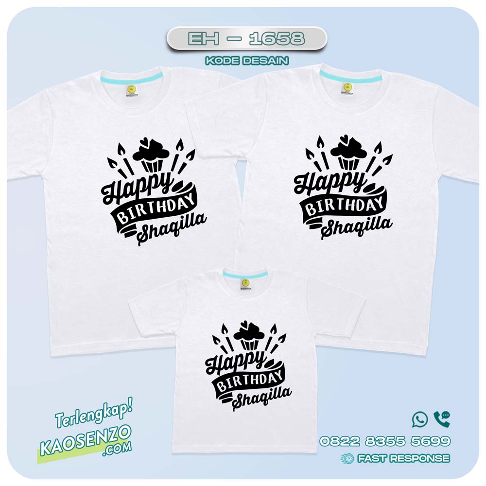 Baju Kaos Couple Keluarga | Kaos Family Custom | Kaos Motif Birthday - EH 1658