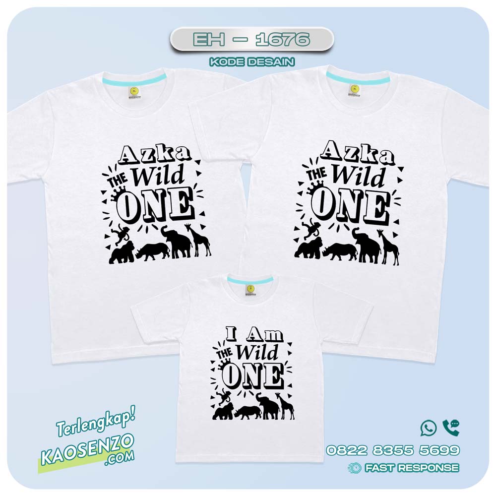 Baju Kaos Couple Keluarga | Kaos Ultah Anak Animal Zoo | Kaos Motif Wild Animal - EH - 1676