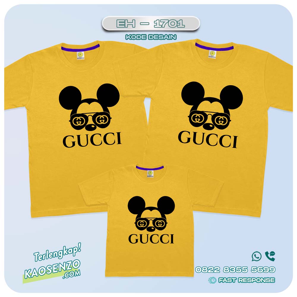 Baju Kaos Couple Keluarga | Kaos Family Custom Mickey Mouse | Kaos Motif Mickey Mouse Gucci - EH - 1701