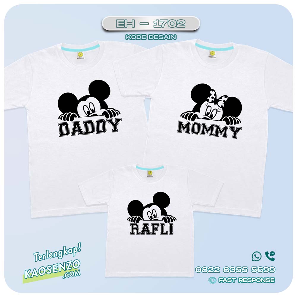 Baju Kaos Couple Keluarga | Kaos Family Custom Mickey Mouse | Kaos Motif Mickey Mouse - EH - 1702