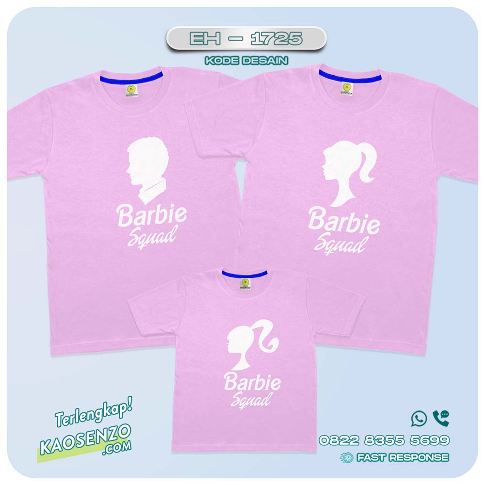 Baju Kaos Couple Keluarga | Kaos Family Custom Barbie | Kaos Motif Barbie- EH - 1725