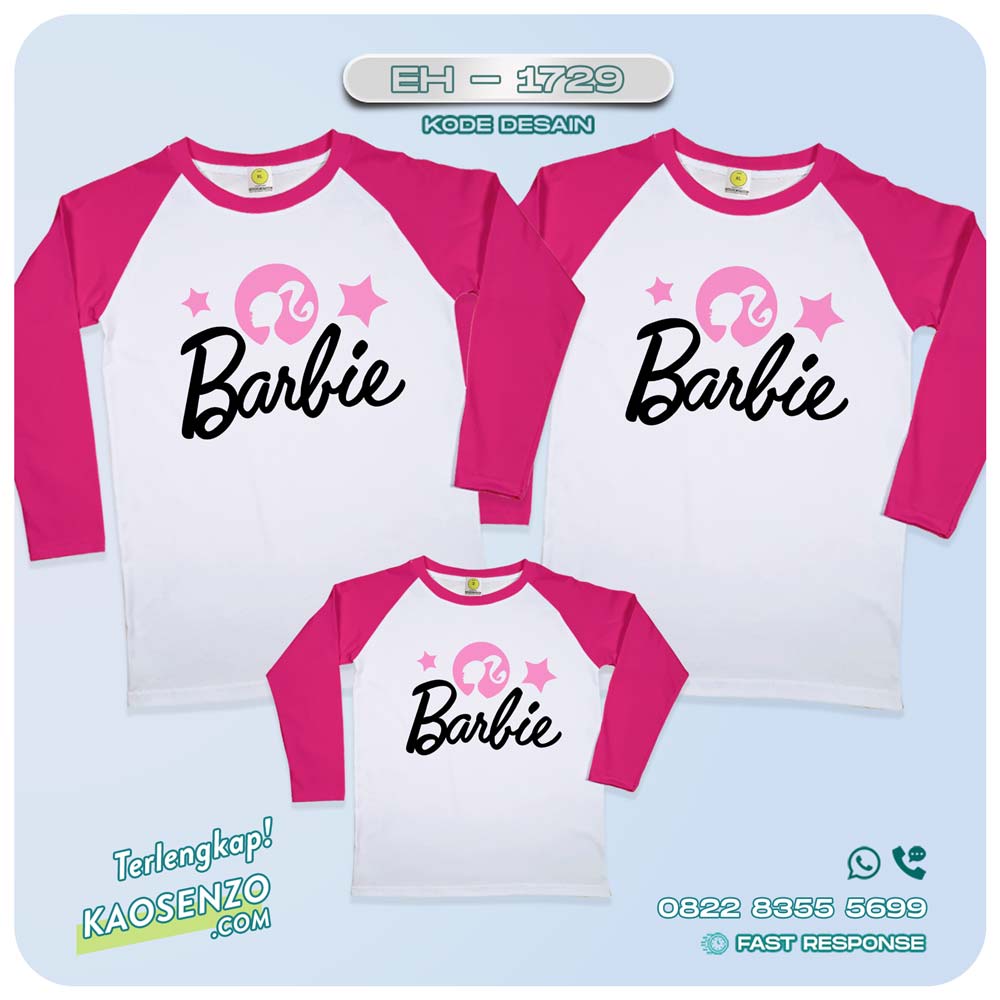 Baju Kaos Couple Keluarga | Kaos Family Custom Barbie | Kaos Motif Barbie - EH - 1729