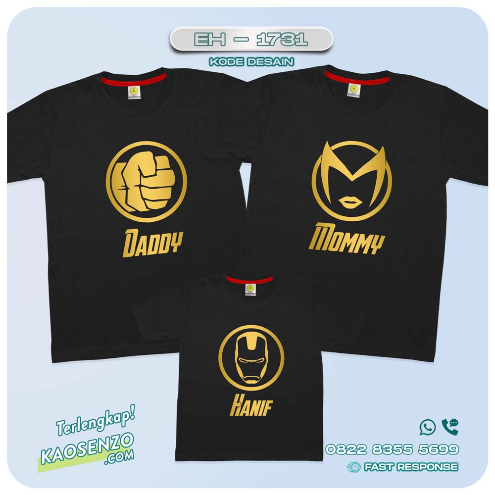 Baju Kaos Couple Keluarga | Kaos Family Custom Avengers | Kaos Motif Avengers - EH - 1731