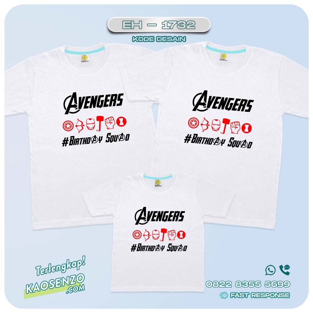 Baju Kaos Couple Keluarga | Kaos Family Custom Avengers | Kaos Motif Avengers - EH - 1732